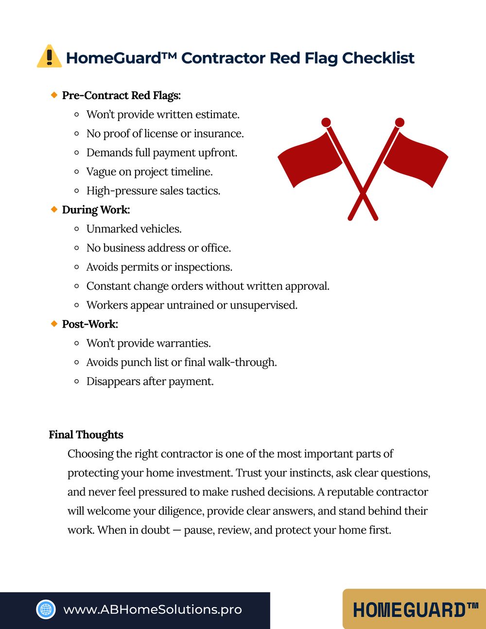 Contractor red flag checklist